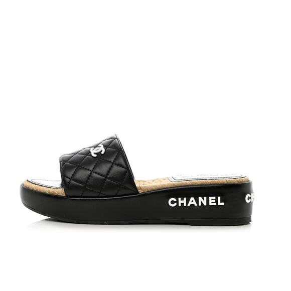 Chanel 2020 Interlocking CC Logo Slides Platforms size 37/7 - Picture 11 of 11
